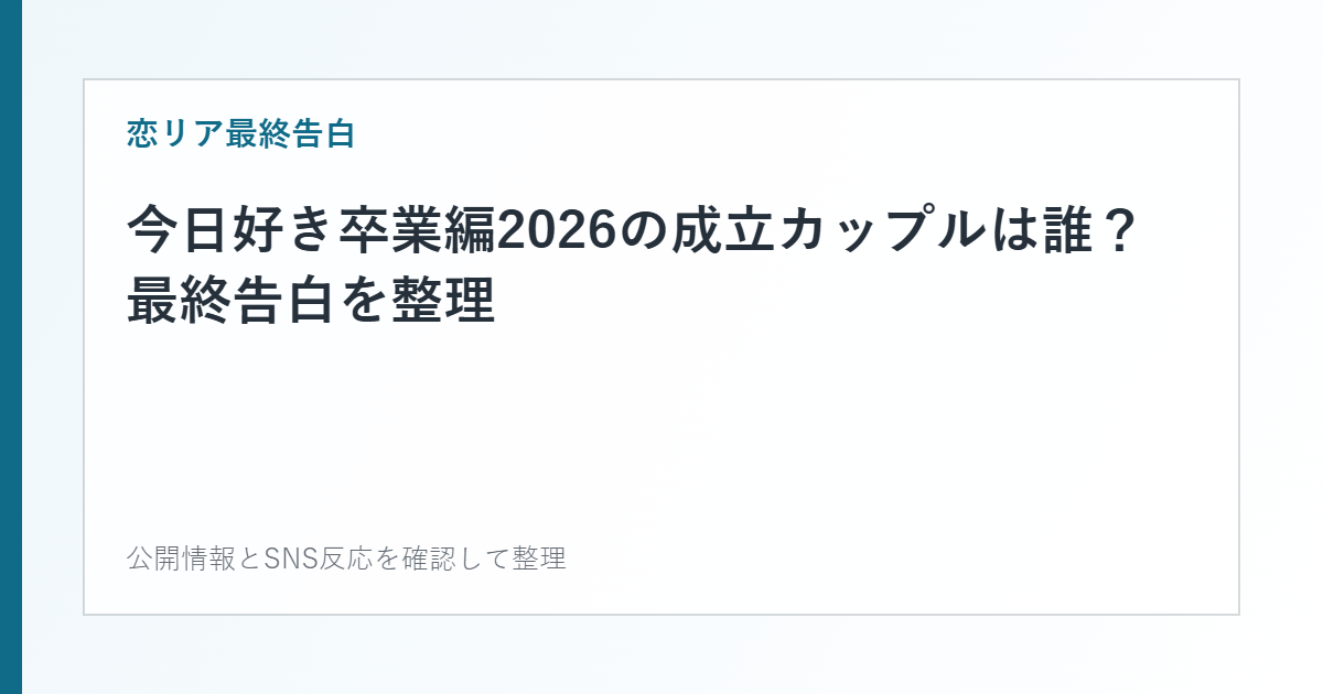 今日好き卒業編2026の成立カップルは誰?最終告白を整理を整理した文字カード