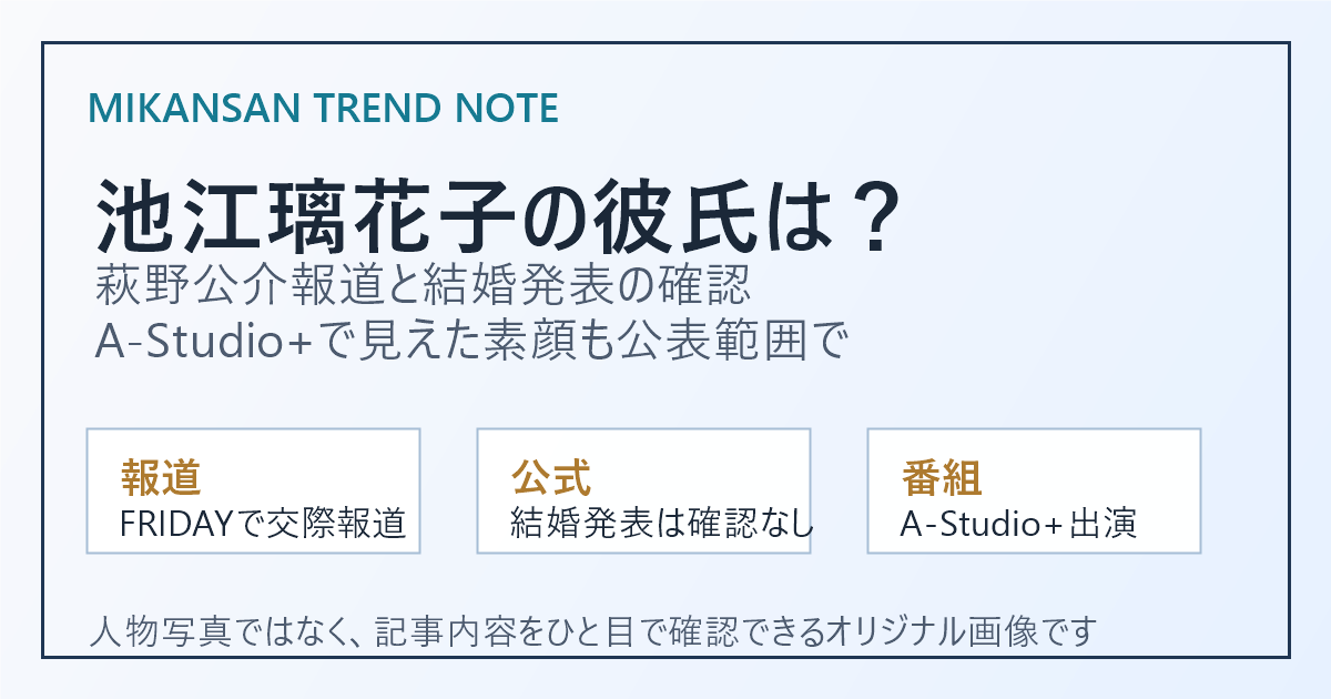 池江璃花子さんの彼氏報道、萩野公介さん、結婚発表、A-Studio+出演を扱う記事のアイキャッチ